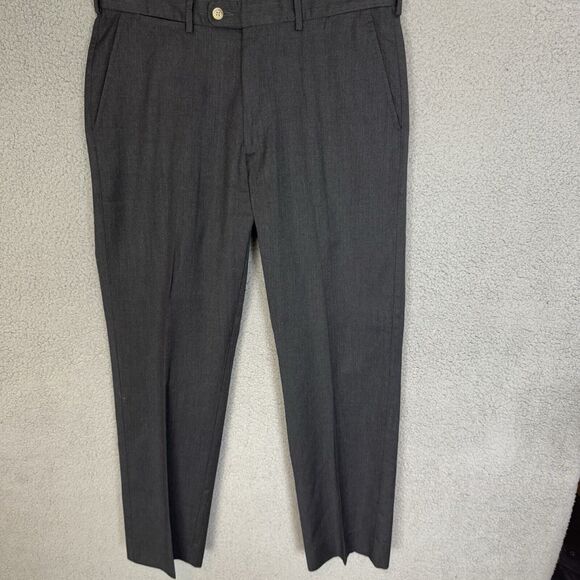 S Peter Millar Pants Mens 33x31 Grey Flat Front Dress Straight Wool Office Work - Picture 1 of 9